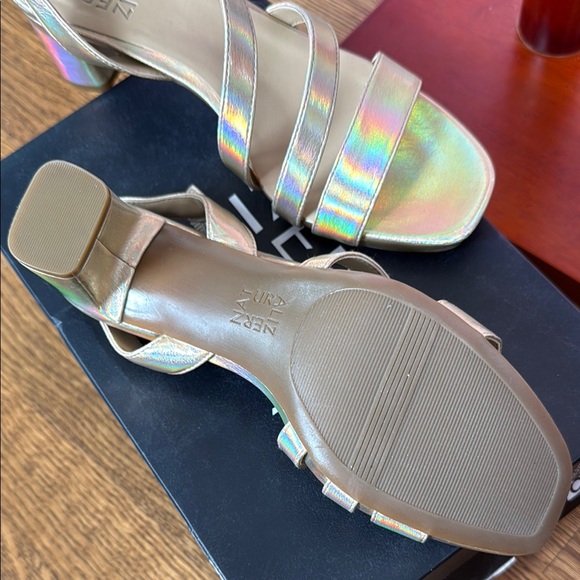 Naturalizer Silver Holographic Sandals with Low Heel - Picture 2 of 3